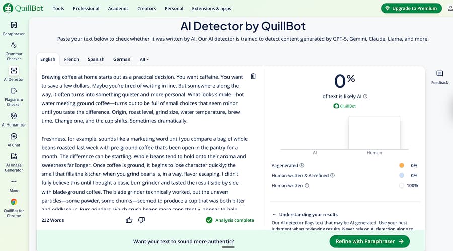 Quillbot no AI