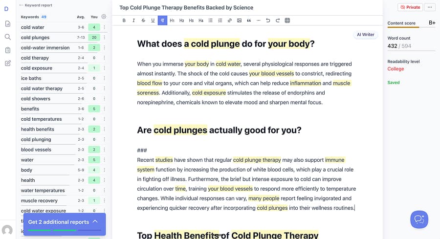 Dashword forces you to create the article one paragraph at a time. Ok outline builder, but not great long-form generator.
