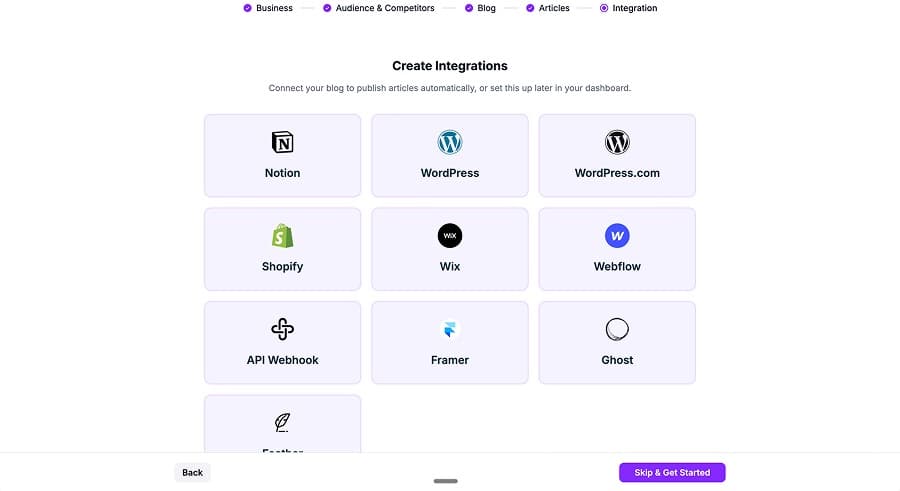 Of all the tools I tested, Outrank had the most direct CMS integrations