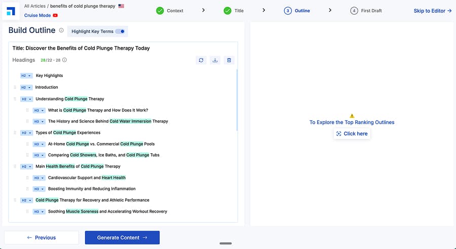 The outline editor has a clean UI and feels intuitive to use