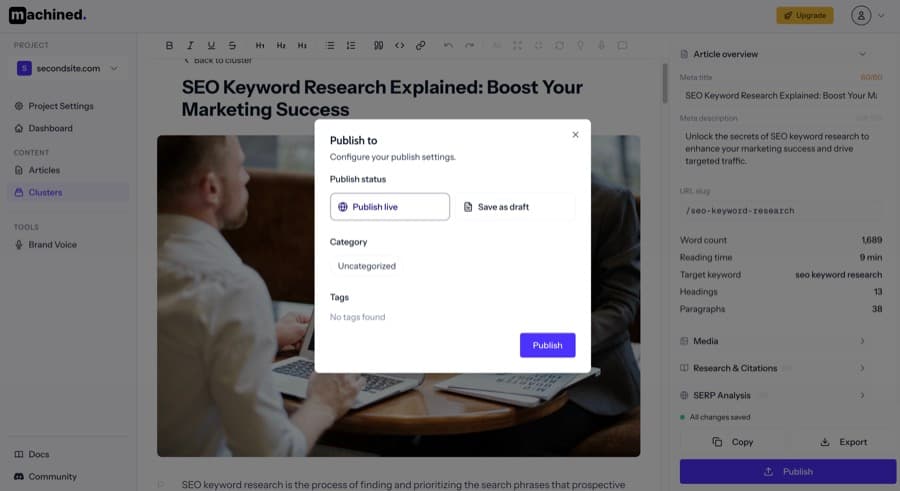 Integrations & Publishing Dashboard